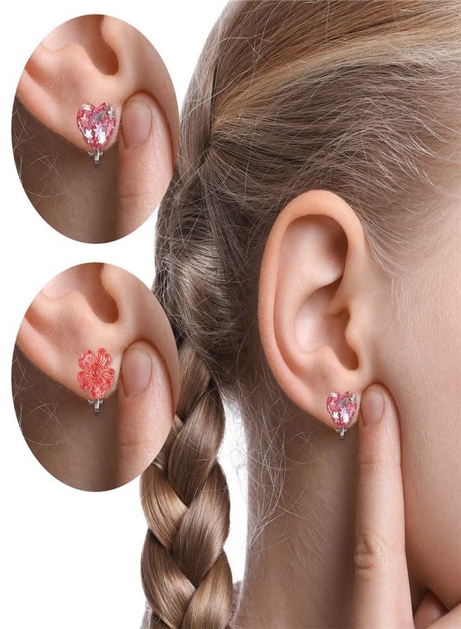 Wingchold 6Pairs Crystal Unicorn Clip On Earrings for Little Girls, Rainbow Clip-on Jewelry Butterfly Earrings Toddler Girls Dress Up Jewelry - Image 5